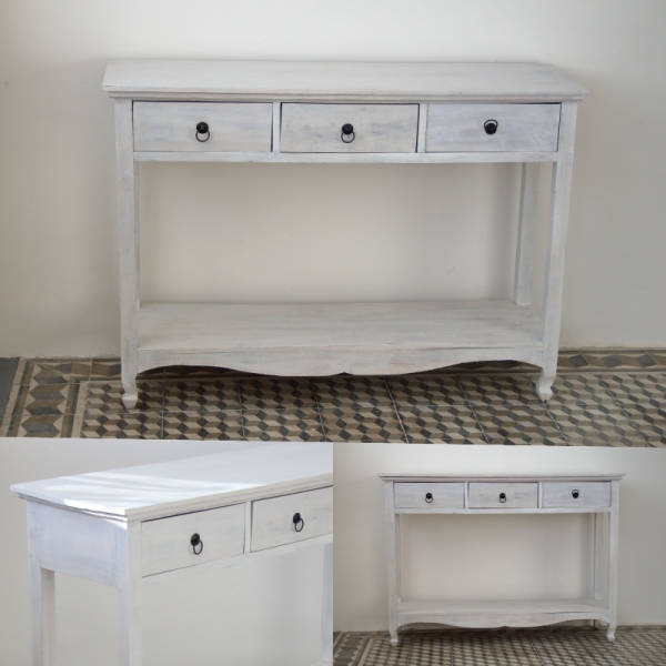 Biely konzolový stolík s šuplíky 85x120x40cm