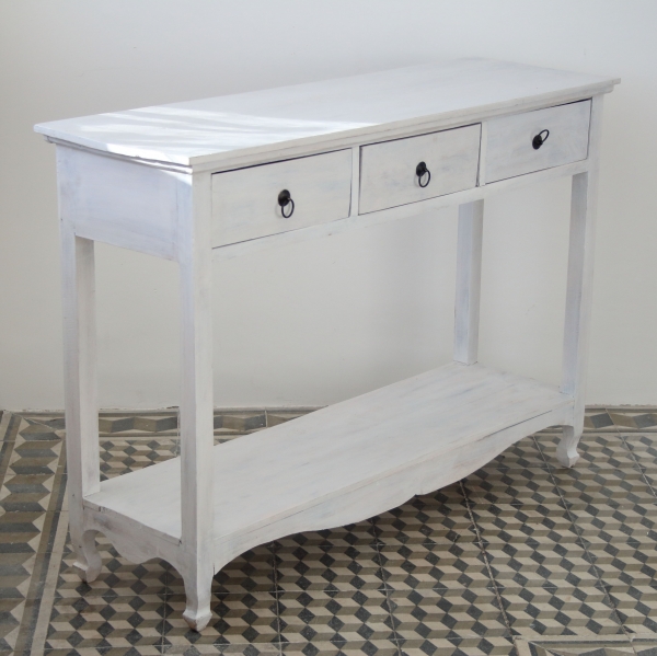 Biely konzolový stolík s šuplíky 85x120x40cm