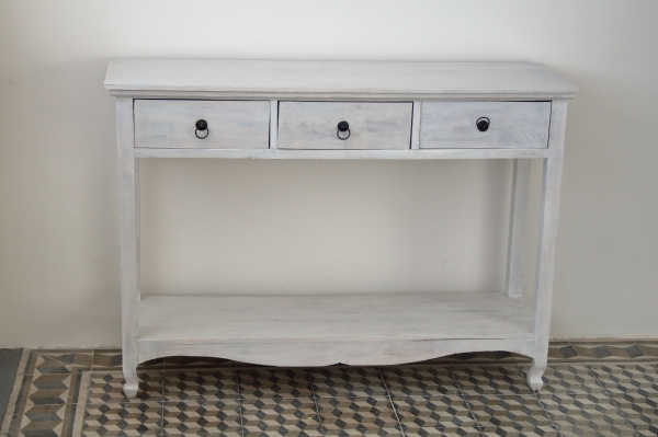 Biely konzolový stolík s šuplíky 85x120x40cm