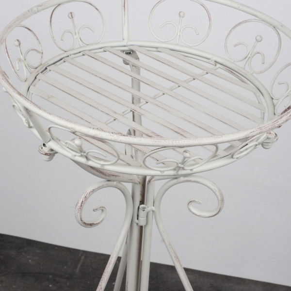 Biely kovový stojan na kvety 64cm 