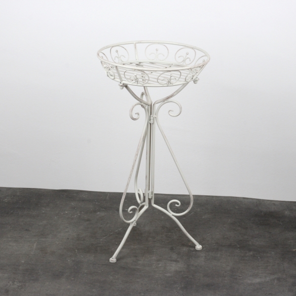 Biely kovový stojan na kvety 64cm 