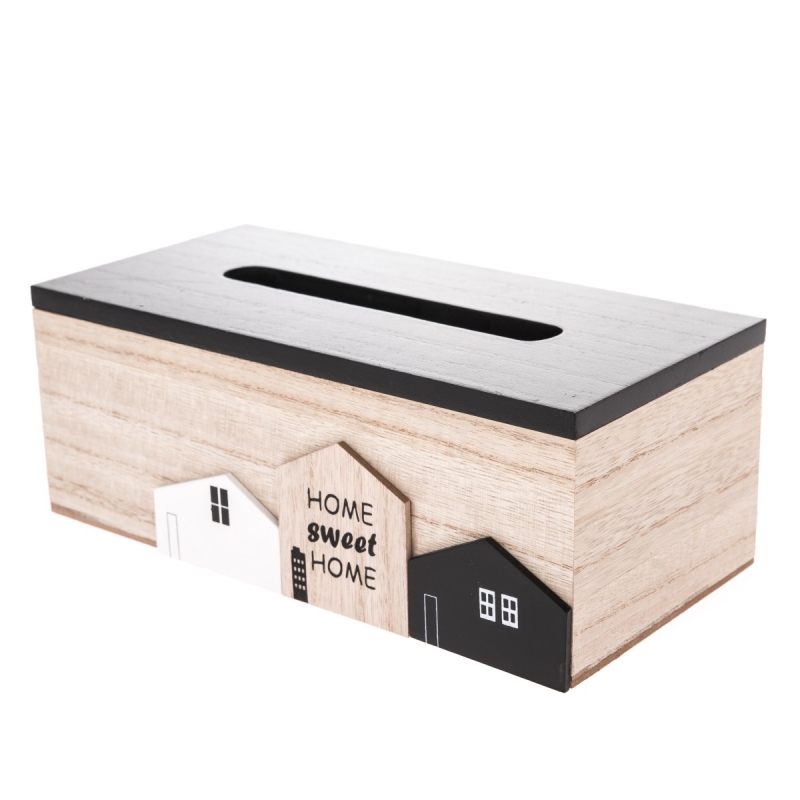 Box na vreckovky s domčeky 24x9x11,5cm