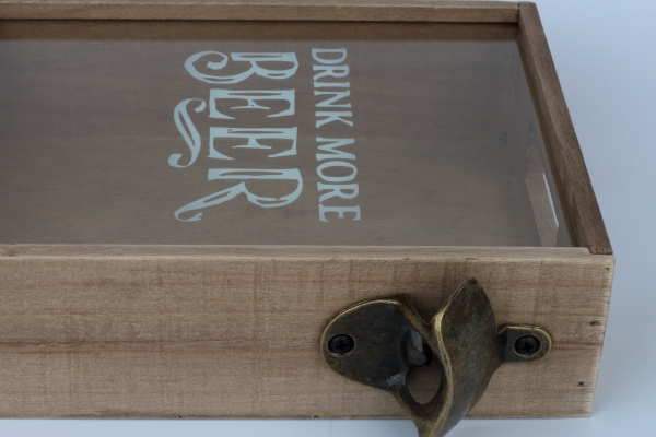 Box na zátky od piva s otváračom DRINK MORE BEER 22x7x25cm