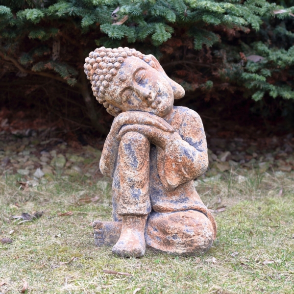 Buddha socha s hlavou na kolene 48cm