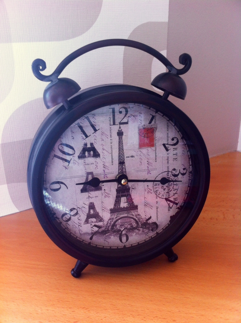 Budík 21x27cm Paríž - vymenený strojček hodín (funkčné)