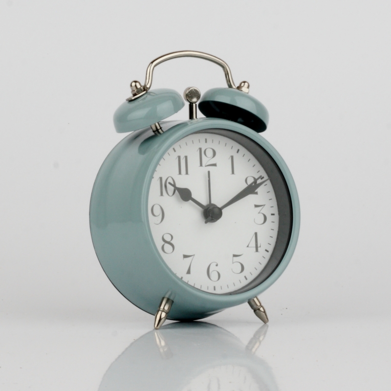 Budík pastelovo zelená svetlá 12cm