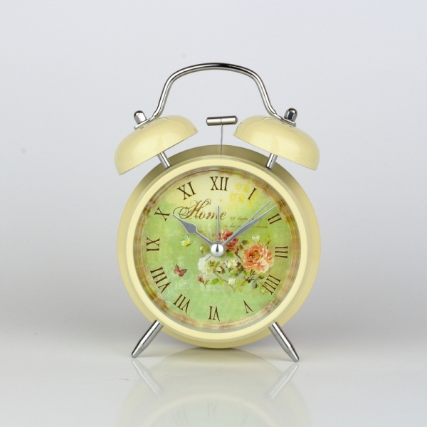 Budík s kvetinovým motívom HOME 12x15cm