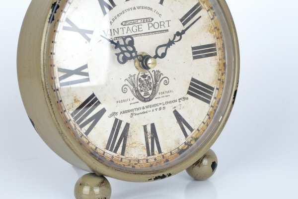 Budík šedý kovový Vintage 16x23cm