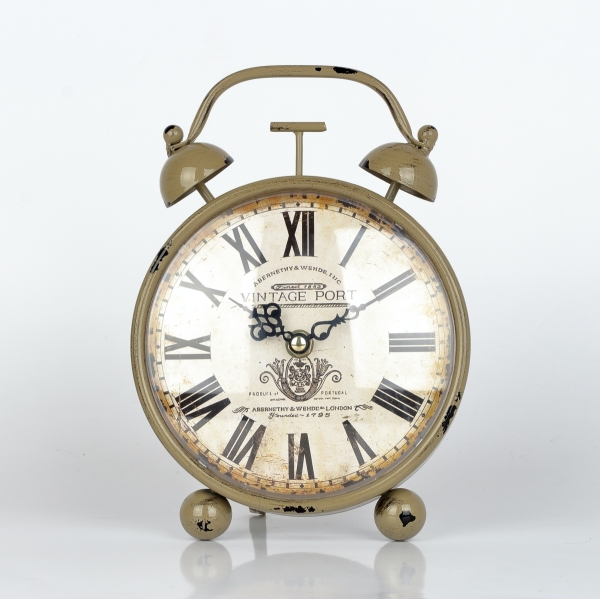 Budík šedý kovový Vintage 16x23cm