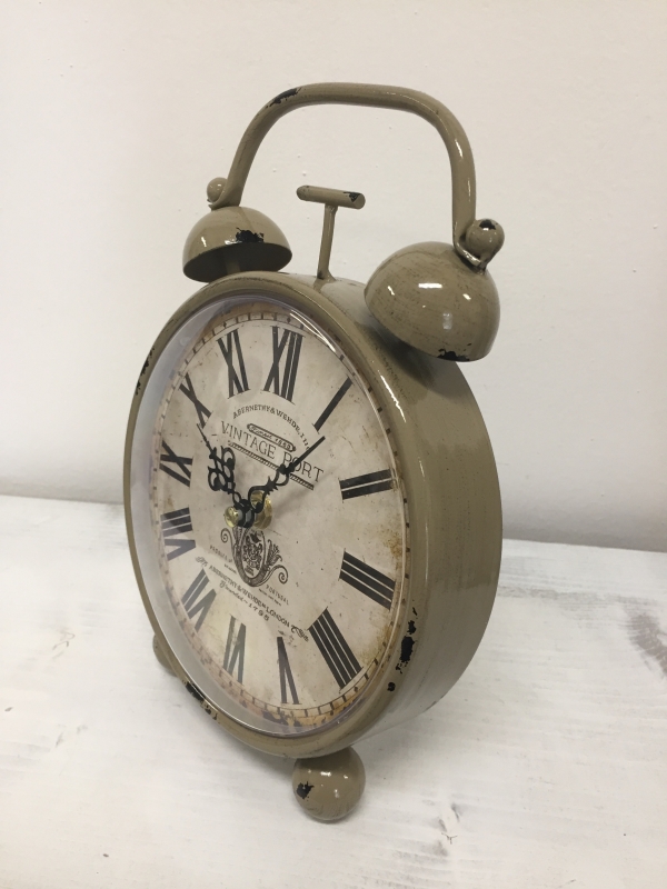 Budík šedý kovový Vintage 16x23cm