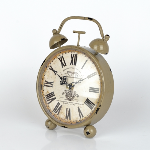 Budík šedý kovový Vintage 16x23cm