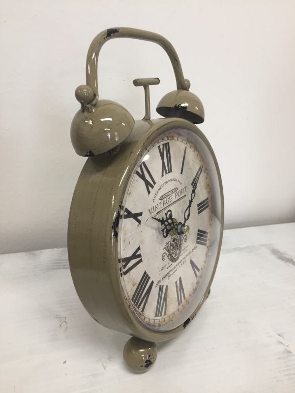Budík šedý kovový Vintage 16x23cm