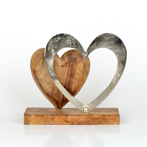 Bytová dekorácia dve srdcia 22cm