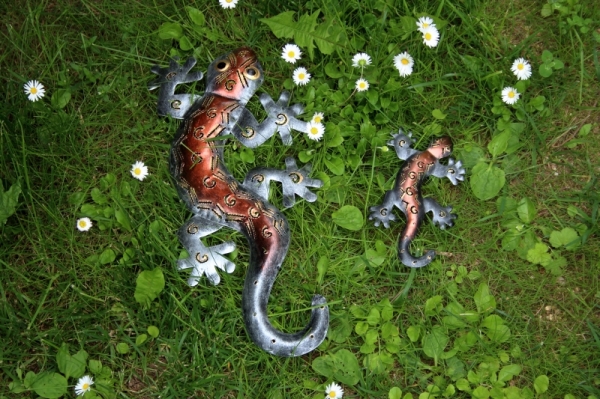 Bytová dekorácie jašterica plech, 35cm