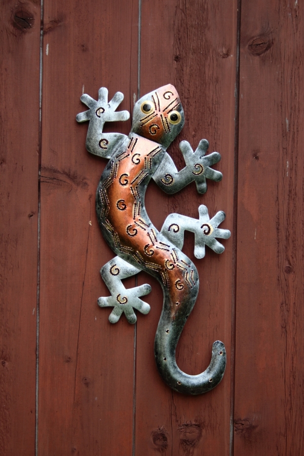 Bytová dekorácie jašterica plech, 35cm