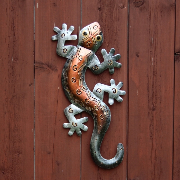 Bytová dekorácie jašterica plech, 35cm