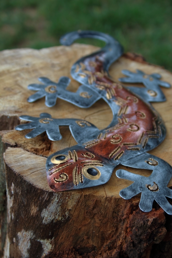 Bytová dekorácie jašterica plech, 35cm