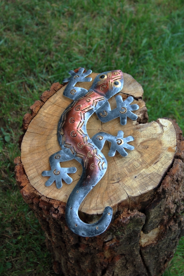 Bytová dekorácie jašterica plech, 35cm