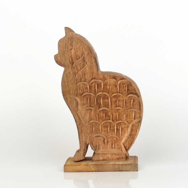 Bytová dekorácie mačka drevo 21cm