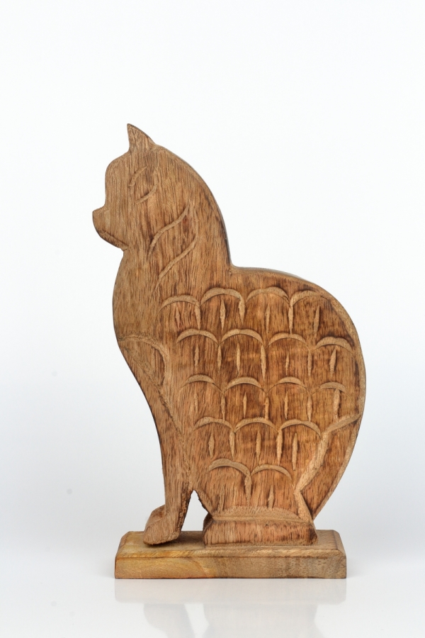 Bytová dekorácie mačka drevo 21cm