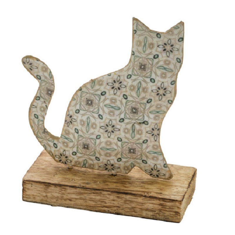 Bytová dekorácie mačka hnedá 15,8x17,9x4cm