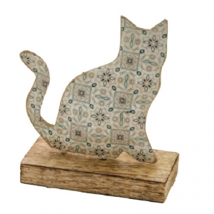 Bytová dekorácie mačka hnedá 15,8x17,9x4cm