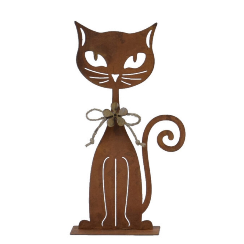 Bytové dekorácie mačka sediaca hrdzavá 17x13x5cm