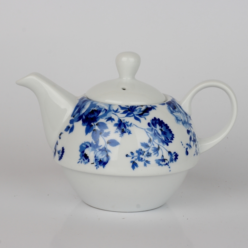 Čajový set kanvička a hrnček modré kvety