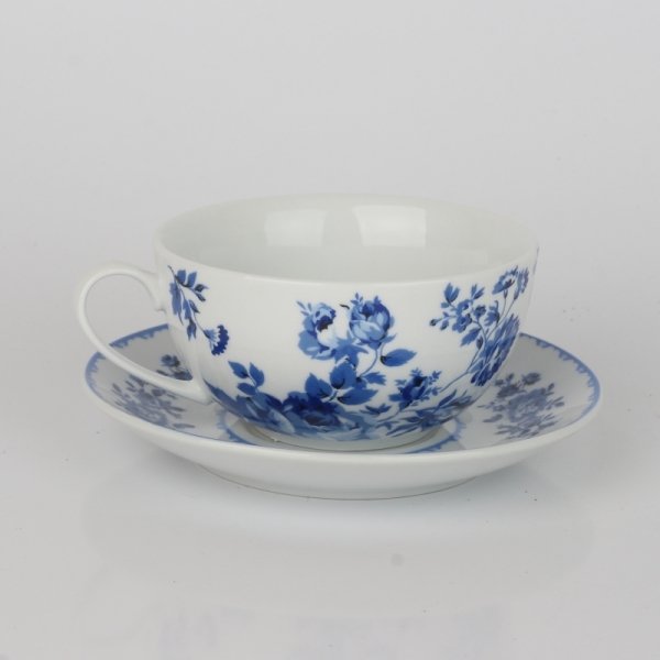 Čajový set kanvička a hrnček modré kvety