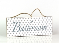 Ceduľa kúpeľňa BATHROOM biela 30x12cm