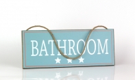 Ceduľa kúpeľňa BATHROOM modrá 30x12cm