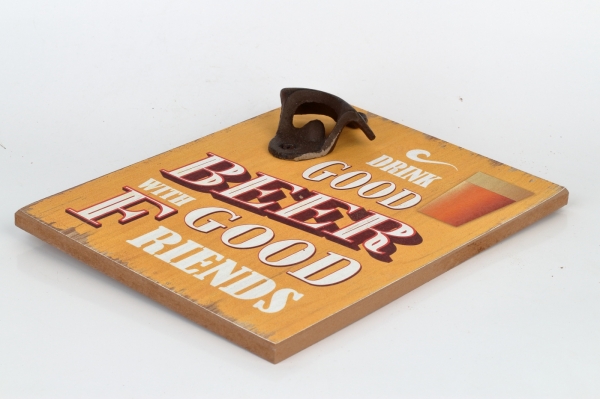 Cedule s otváračom fliaš DRINK GOOD BEER WITH GOOD FRIENDS 18x23cm