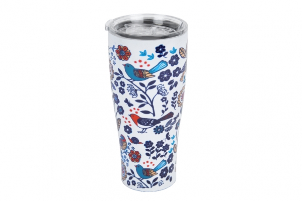 Cestovný hrnček nerezový s vtáčikmi