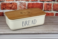 Chlebník s drevenou doskou Bread biely 21x38x12cm