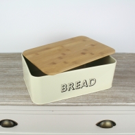 Chlebník s nápisom BREAD krémový 32,5x21x12cm