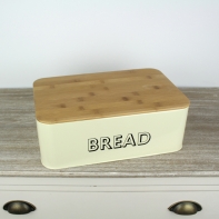 Chlebník s nápisom BREAD krémový 32,5x21x12cm