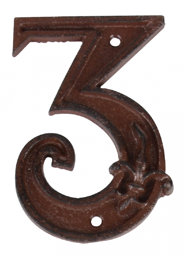 Číslo popisné na dom 3 liatina 8,0x1,2x11,6 cm