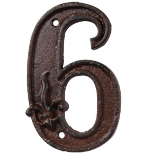 Číslo popisné na dom 6 liatina 7,9x1,2x12,4 cm