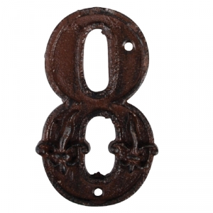Číslo popisné na dom 8 liatina 7,8x1,1x12,6 cm 