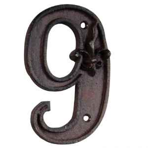 Číslo popisné na dom 9 liatina 7,7x1,1x12,0 cm