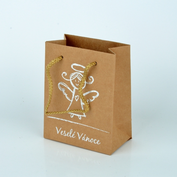 Darčeková taška Veselé Vianoce hnedá L