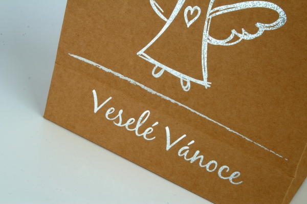 Darčeková taška Veselé Vianoce hnedá L