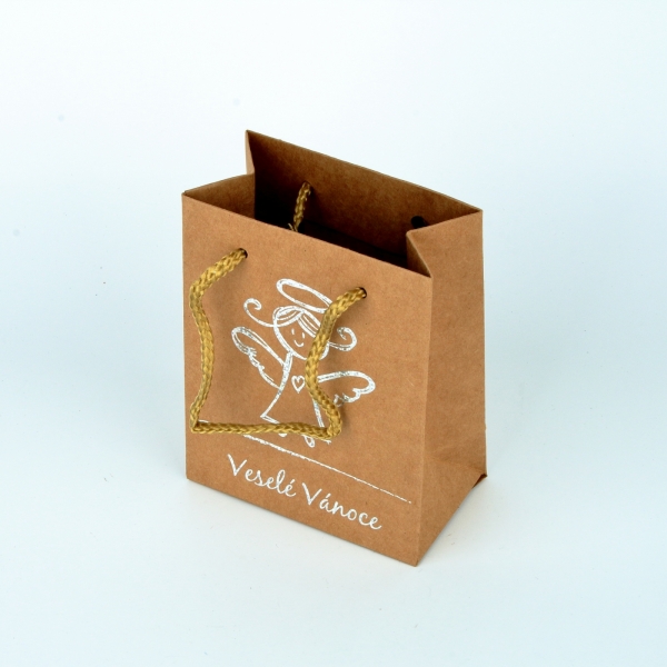 Darčeková taška Veselé Vianoce hnedá M