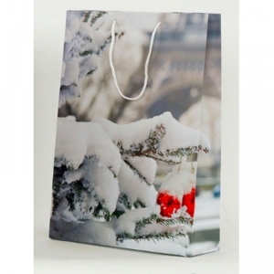 Darčeková vianočná taška zasnežený strom 33x9,6x41cm