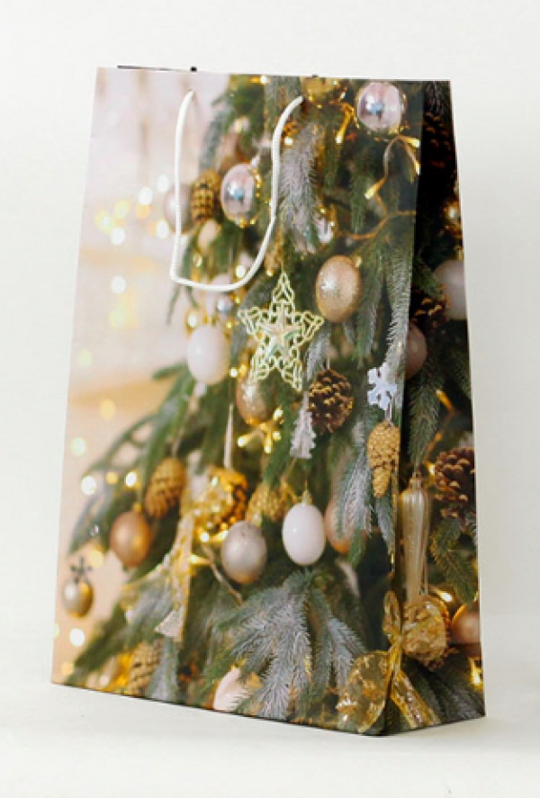 Darčeková vianočná taška zasnežený strom 33x9,6x41cm