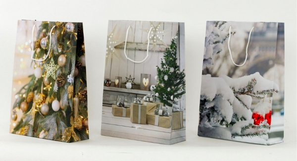 Darčeková vianočný taška zlatý stromček 25x8,5x34,5cm