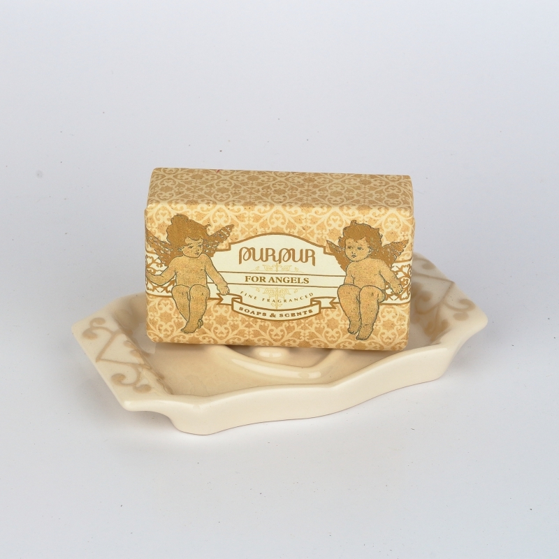 Darčekové balenie mydelnička s mydlom For Angels Purpur 190g