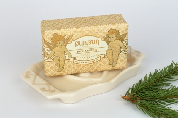 Darčekové balenie mydelnička s mydlom For Angels Purpur 190g