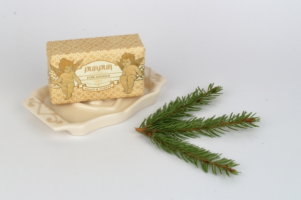 Darčekové balenie mydelnička s mydlom For Angels Purpur 190g