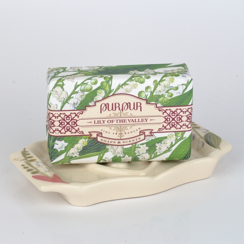 Darčekové balenie mydelnička s mydlom konvalinka Purpur 190g